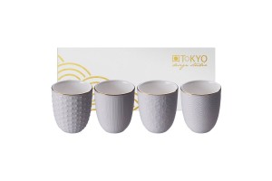 Set 4 Tazze Da Tè Nippon White Filo Oro 16450